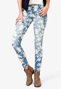 Floral Print Skinny Jeans - price not listed available at forever21.com